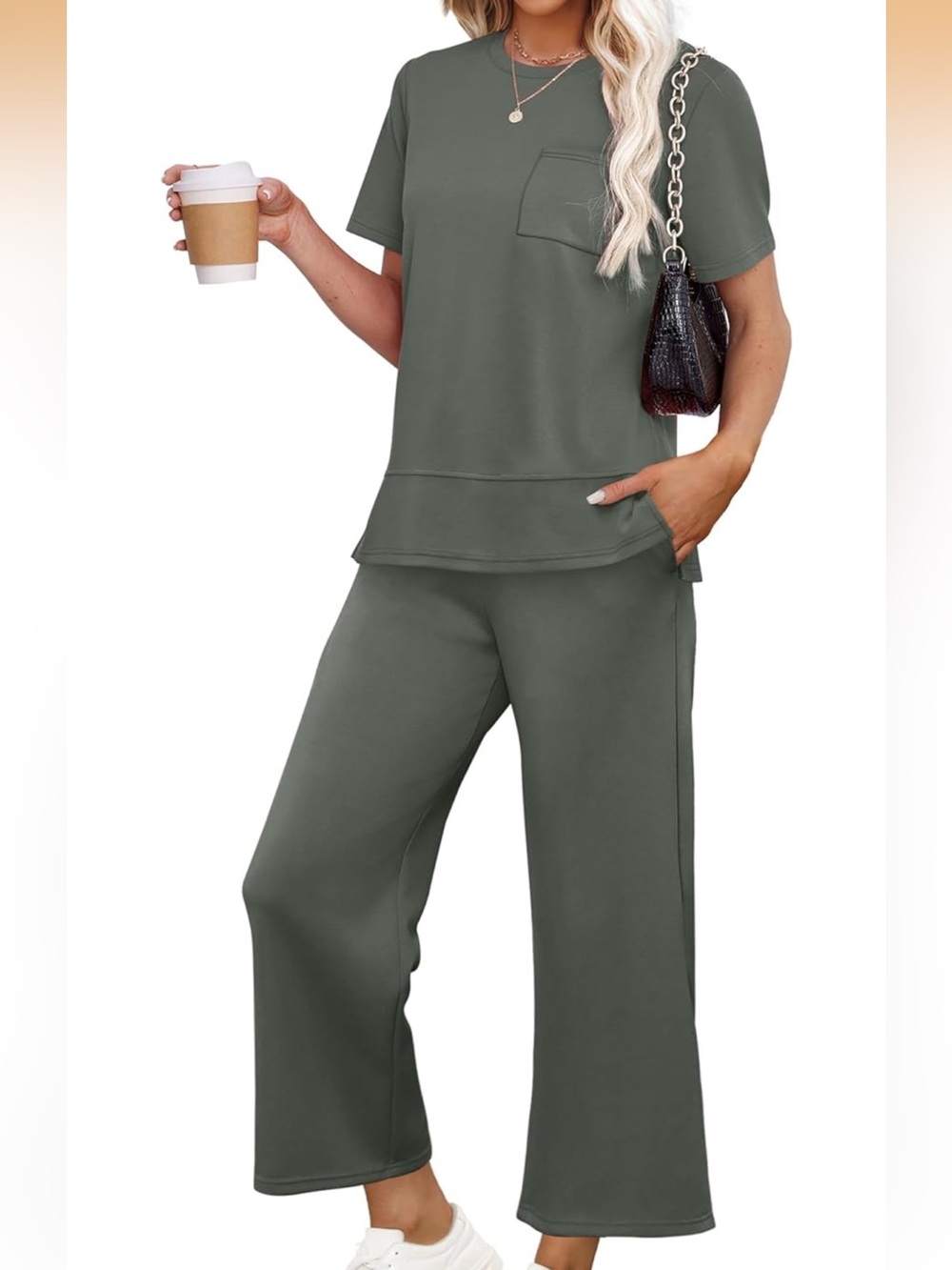 Green Wide-Leg Top and Pants Set - Women’s Size 3x 24W-26W. NWT